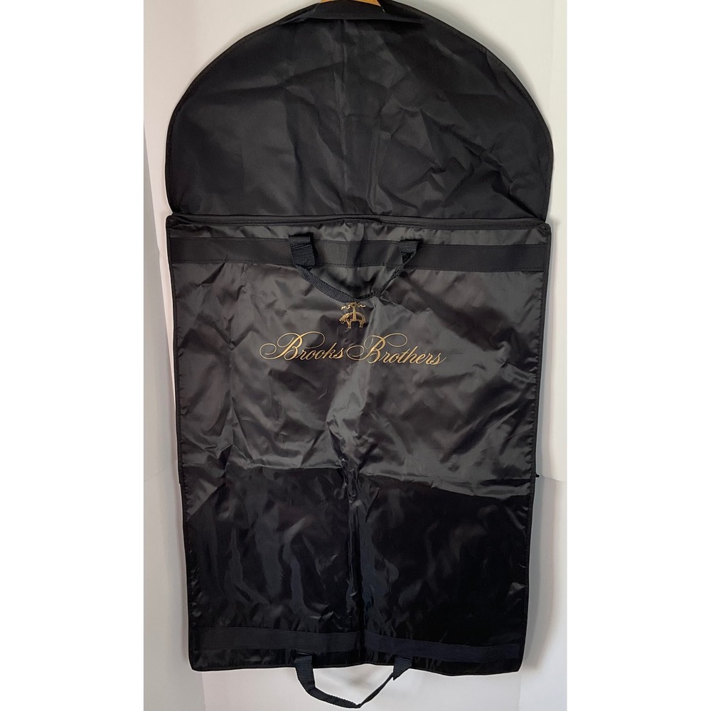 Brooks Brothers Set of 2 Black Garment Bags Suit Travel Covers Gold Logo 42x23.5